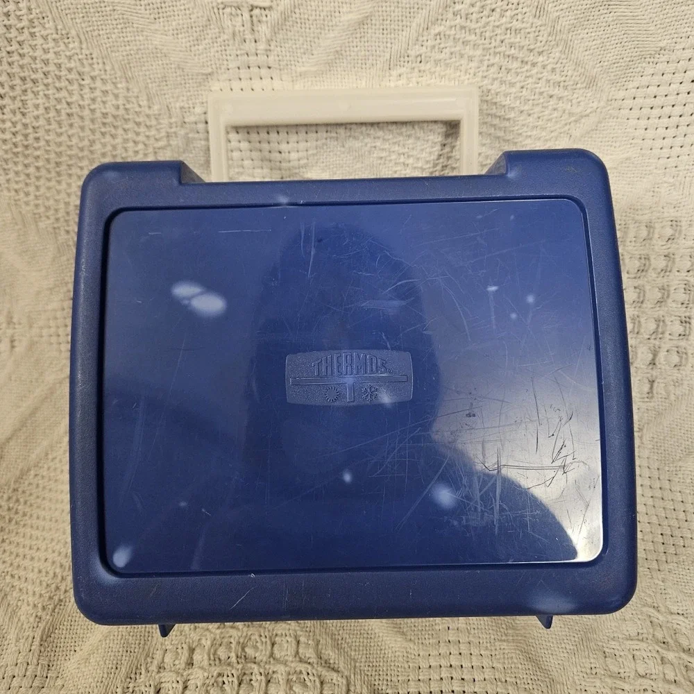Vintage Disney Pinocchio Plastic Thermos Lunch Box Blue 90s Kidcore Handle